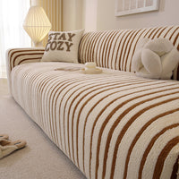 PlushGuard Stripe Full-Cover Sofa Slipcover