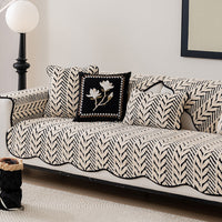 Retro Herringbone Plush Non-Slip Sofa Cover