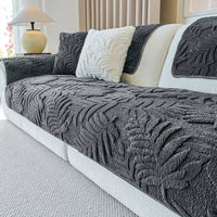 Plush Leaf Chenille Nonslip Sofa Cover