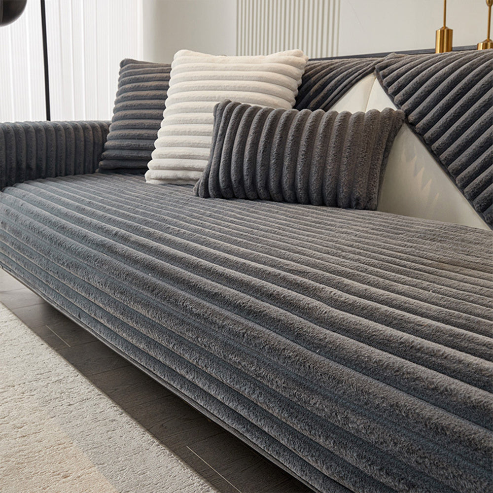 Luxe Ribbed Plush Nonslip Sofa/Couch Cover