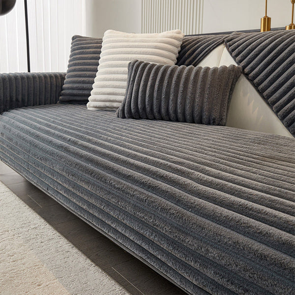 Luxe Ribbed Plush Nonslip Sofa/Couch Cover
