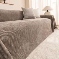 Ribbed Stripe Spill-Resistant Chenille Sofa Cover
