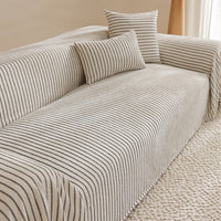 Classic Pinstripe Linen-Look Scratch-Resistant Sofa/Couch Cover