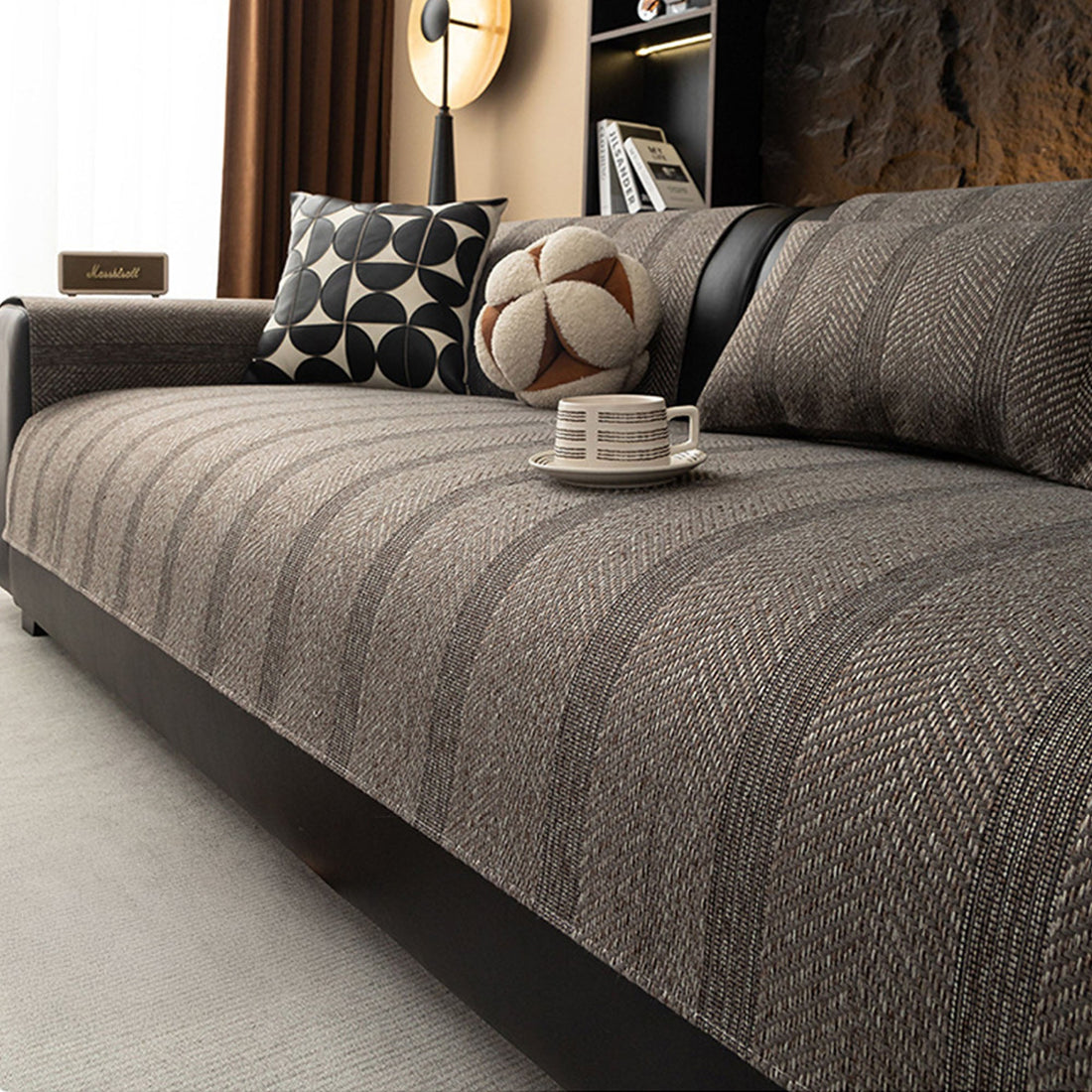 Modern Herringbone Faux-Linen Nonslip Sofa/Couch Cover