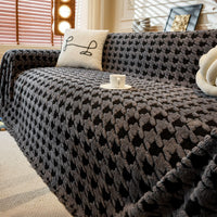Cozy Houndstooth Plush Sofa/Couch Cover