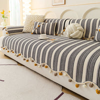 Chic Stripe Pom-Pom Non-Slip Sofa/Couch Cover