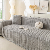 Cozy Cable Plush Scratch-Resistant Sofa/Couch Cover