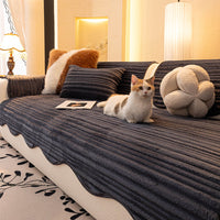 Creamy Ribbed Plush Nonslip Sofa/Couch Cover