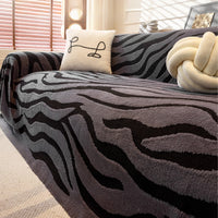 Plush Zebra Chenille Scratch-Resistant Sofa/Couch Cover
