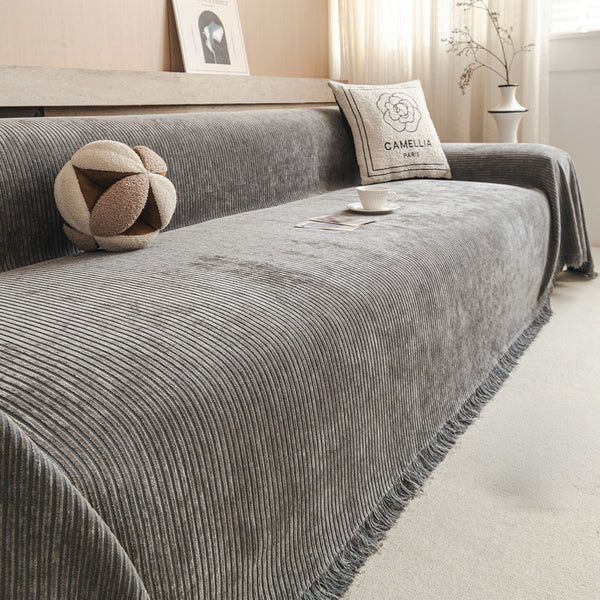 Velvet Ribbed Chenille Sofa Cover