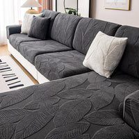 Modern Leaf Velvet Jacquard Stretch Sofa Cover – Spill-Resistant, Pet Friendly & Durable, Full Wrap Design