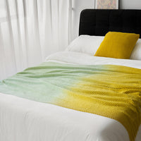 Ombre Fringe Knit Throw Blanket