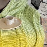 Ombre Fringe Knit Throw Blanket