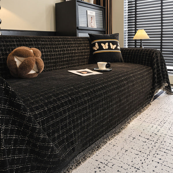 Elegant Grid Chenille Scratch-Resistant Sofa/Couch Cover