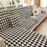 Classic Houndstooth Fleece Stretch Sofa Cover – Anti-Scratch, Full-Cover Pet Protector
