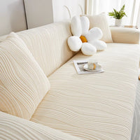 WavyJacquard Velvet Stretch Sofa Slipcover