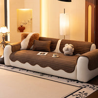 Creamy Ribbed Plush Nonslip Sofa/Couch Cover