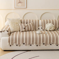 Chic Stripe Pom-Pom Non-Slip Sofa/Couch Cover