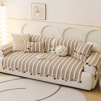 Chic Stripe Pom-Pom Non-Slip Sofa/Couch Cover