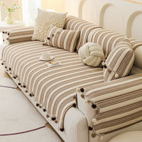 Chic Stripe Pom-Pom Non-Slip Sofa/Couch Cover
