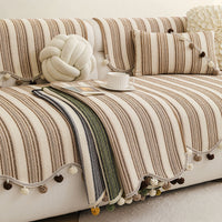 Chic Stripe Pom-Pom Non-Slip Sofa/Couch Cover