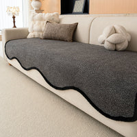 Elegant Black-Trim Chenille Nonslip Sofa/Couch Cover