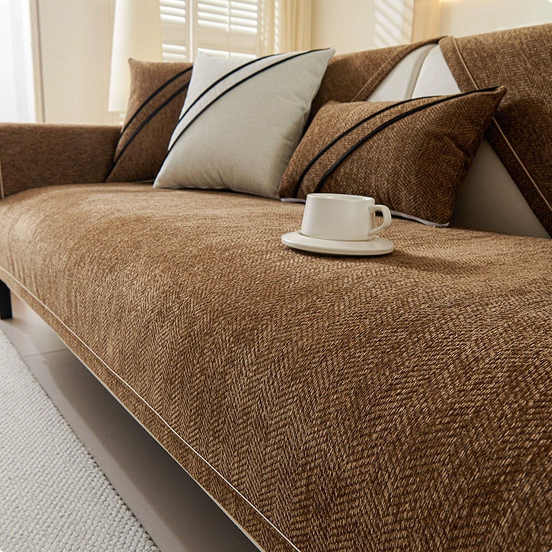 Herringbone Weave Chenille Nonslip Sofa/Couch Cover