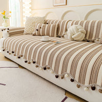 Chic Stripe Pom-Pom Non-Slip Sofa/Couch Cover