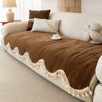 Elegant Stripe Pom-Pom Chenille Nonslip Sofa/Couch Cover