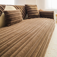 Plush Faux Rabbit Fur Non-Slip Sofa Cover