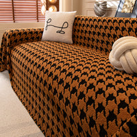 Cozy Houndstooth Plush Sofa/Couch Cover