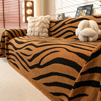 Plush Zebra Chenille Scratch-Resistant Sofa/Couch Cover