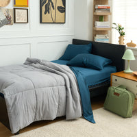 Back-to-School Urban Cool Bedding Bundle -Bamboo Sheet Set + Grey Duvet