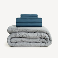 Back-to-School Urban Cool Bedding Bundle -Bamboo Sheet Set + Grey Duvet