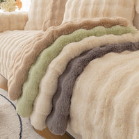 Cloud Plush Wave Faux Rabbit Fur Nonslip Sofa/Couch Cover