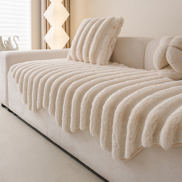 Velvet Ridge Faux-Rabbit Nonslip Sofa/Couch Cover