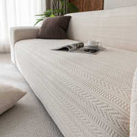 JacquardPlush Stretch Full-Encasing Sofa Slipcover