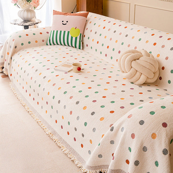 Color Dot Chenille Scratch-Resistant Sofa/Couch Cover