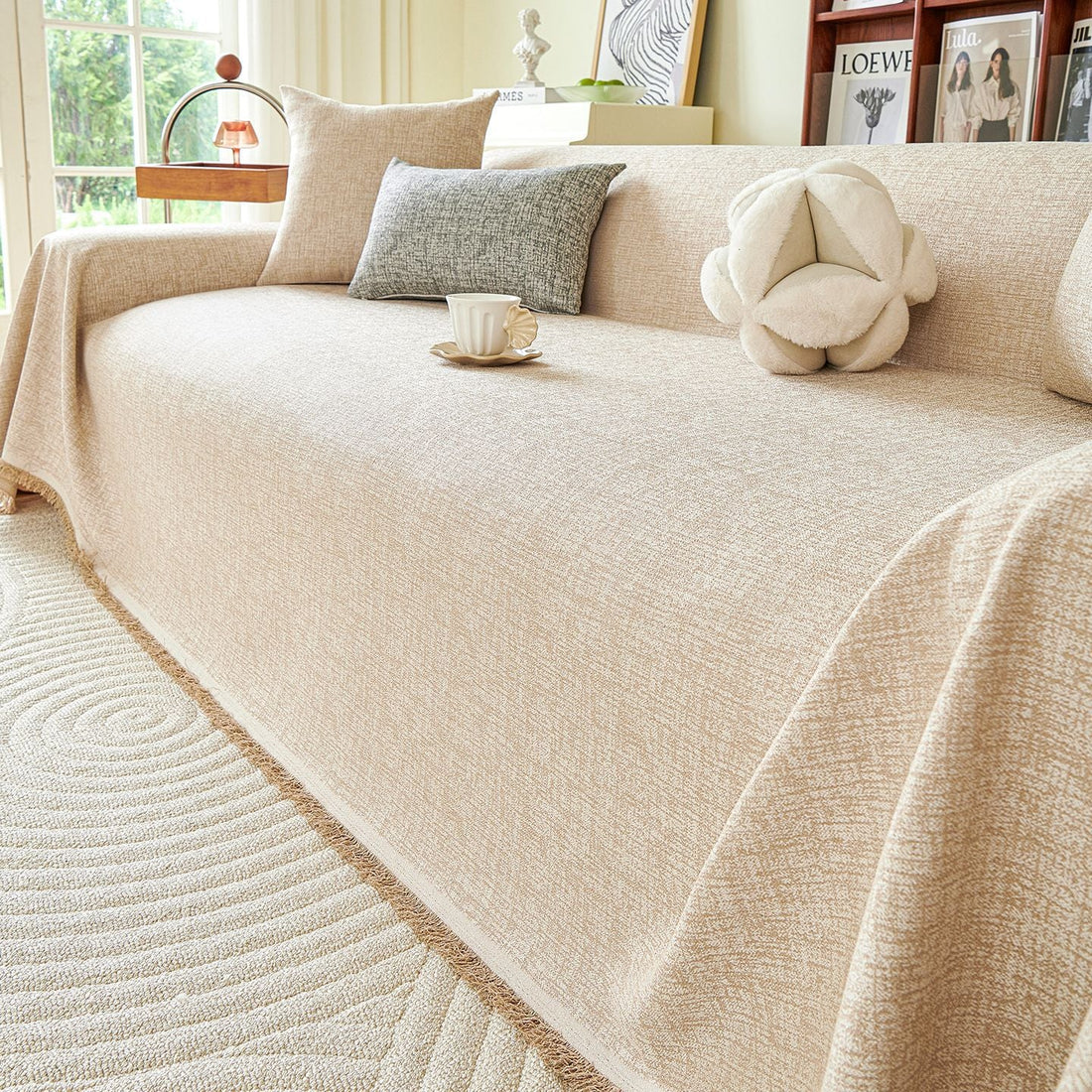 Natural Textured Chenille All Season Sofa Cover