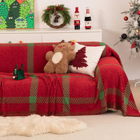 Festive Plaid Chenille Scratch-Resistant Sofa/Couch Cover