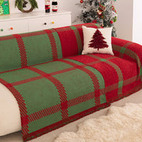 Festive Plaid Chenille Scratch-Resistant Sofa/Couch Cover