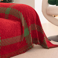 Festive Plaid Chenille Scratch-Resistant Sofa/Couch Cover