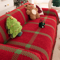 Festive Plaid Chenille Scratch-Resistant Sofa/Couch Cover