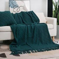 Diamond Knit Fringe Bed Throw Blanket