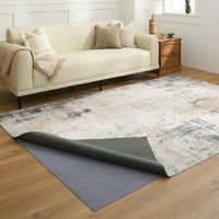 Easy Clean Washable Rug Soft Elegance Abstract Earth-Toned Design Durable Spillproof Pet-Friendly Non-Slip Pad Living Room Area Rug