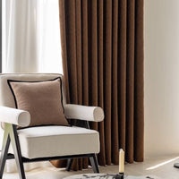 Vintage Luxurious Chenille Herringbone Pattern Sun Block Scratch-Resistant Window Curtain