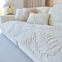 Plush Leaf Chenille Nonslip Sofa Cover