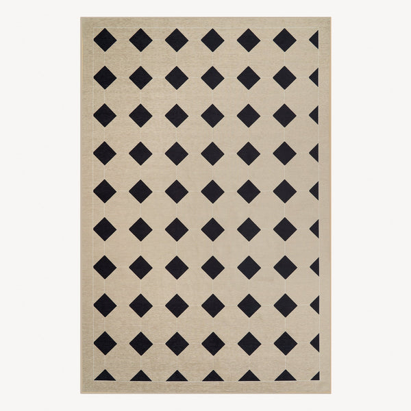 Easy Clean Washable Rug Bold Geometric Diamond Design Durable Spillproof Pet-Friendly Non-Slip Pad Living Room Area Rug