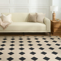 Easy Clean Washable Rug Bold Geometric Diamond Design Durable Spillproof Pet-Friendly Non-Slip Pad Living Room Area Rug