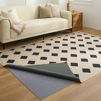 Easy Clean Washable Rug Bold Geometric Diamond Design Durable Spillproof Pet-Friendly Non-Slip Pad Living Room Area Rug